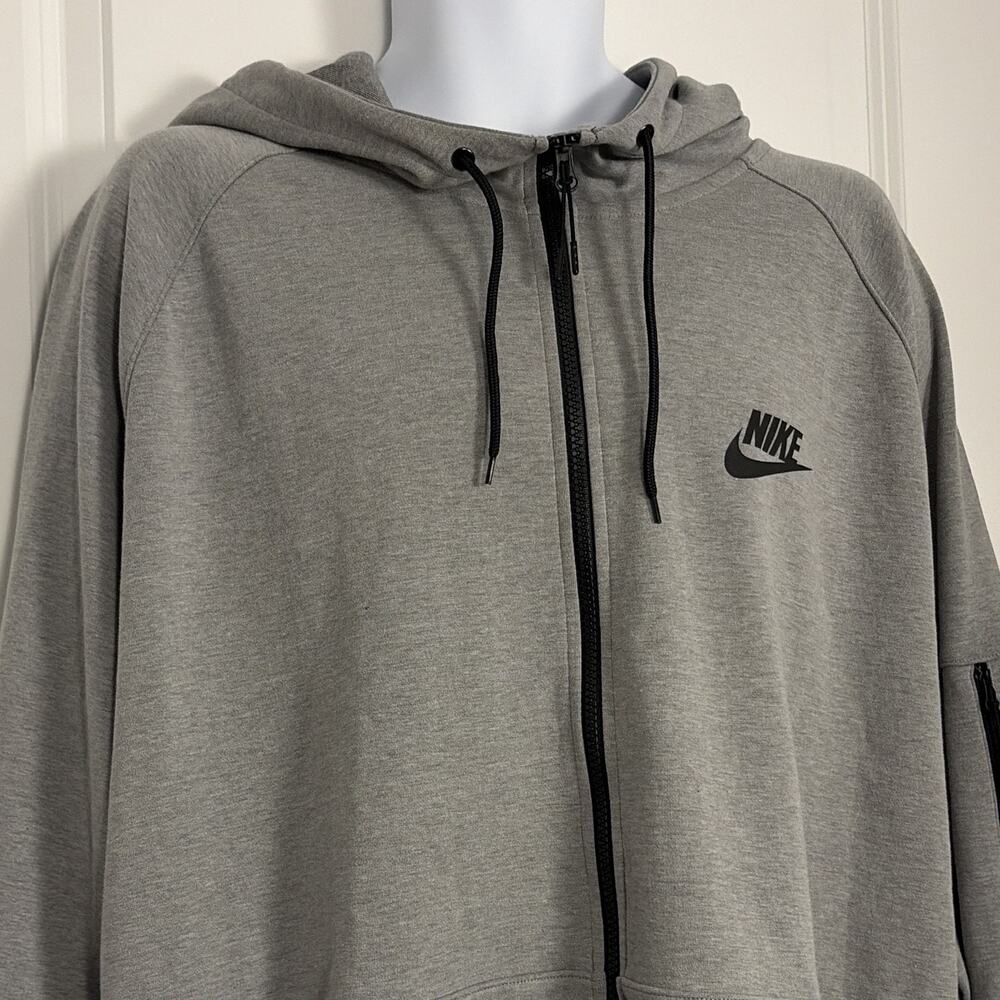 Nike Gray Full Zip Hoodie Sweatshirt Men’s 2XL Solid Long Sleeve Pockets NWOT